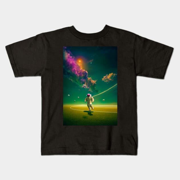 Astronaut play soccer in space Kids T-Shirt by MoEsam95